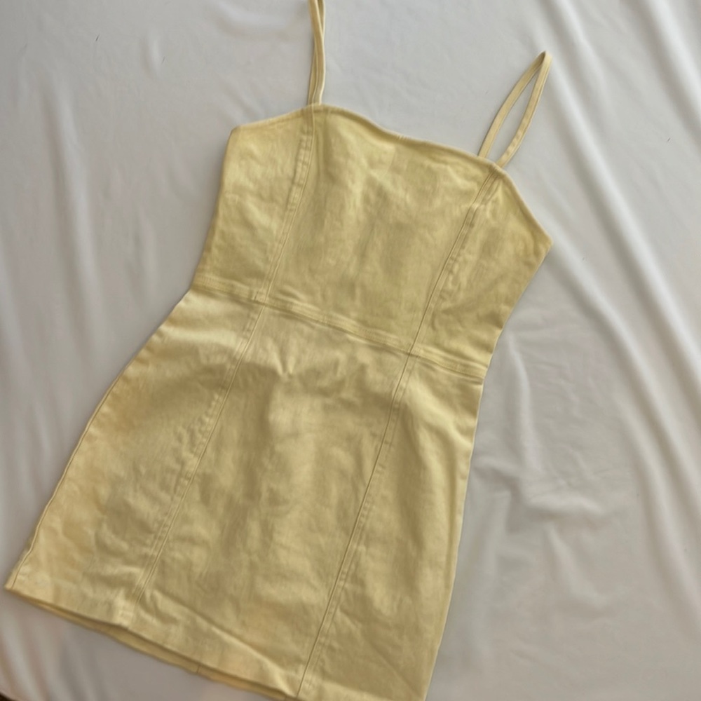 H&M yellow denim mini dress